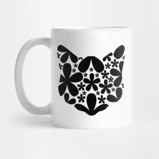 Black Floral Cat Mug